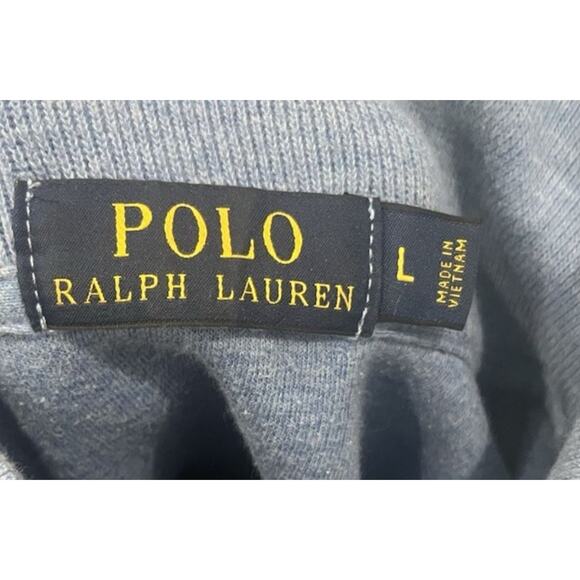 Polo by Ralph Lauren Men’s 1/4 Zip Sweater Light Blue Long Sleeve Collar Large - Picture 10 of 11
